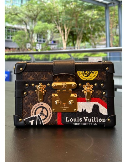 LOUIS VUITTON WORLD TOUR PETITE MALLE TRUNK LIMITED EDITION CROSSBODY BAG IN MONOGRAM PRINT CANVAS & LEATHER