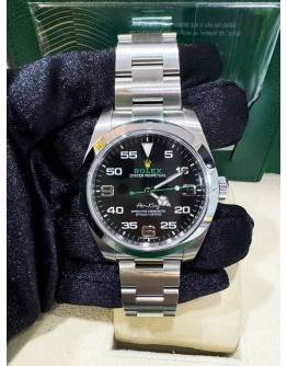 ROLEX AIR KING GREEN LOGO 39MM AUTOMATIC WATCH 