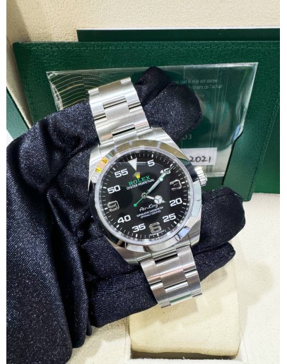 ROLEX AIR KING GREEN LOGO 39MM AUTOMATIC WATCH 