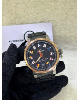 CORUM ADMIRAL’S CUP REF 082.831.24 TROPHY BLACK FLAG DIAL 19K 750 ROSE GOLD BEZEL 41MM AUTOMATIC WATCH
