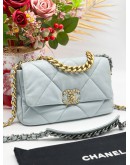 CHANEL 19 LIGHT BLUE FLAP BAG MICROCHIP