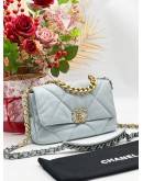 CHANEL 19 LIGHT BLUE FLAP BAG MICROCHIP