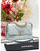 CHANEL 19 LIGHT BLUE FLAP BAG MICROCHIP