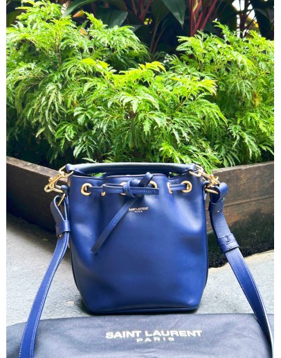 YSL YVES SAINT LAURENT Y BUCKET BAG WITH STUDDED SUEDE LEATHER CROSSBODY