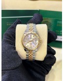 ROLEX LADY DATEJUST REF 279173 DIAMOND DIAL HALF 18K 750 YELLOW GOLD 28MM AUTOMATIC WATCH