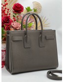 YSL YVES SAINT LAURENT SMALL SAC DE JOUR HANDLE BAG IN GREY CALF LEATHER