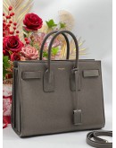 YSL YVES SAINT LAURENT SMALL SAC DE JOUR HANDLE BAG IN GREY CALF LEATHER