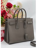 YSL YVES SAINT LAURENT SMALL SAC DE JOUR HANDLE BAG IN GREY CALF LEATHER