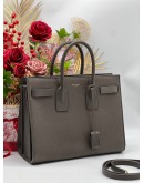 YSL YVES SAINT LAURENT SMALL SAC DE JOUR HANDLE BAG IN GREY CALF LEATHER