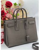 YSL YVES SAINT LAURENT SMALL SAC DE JOUR HANDLE BAG IN GREY CALF LEATHER