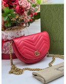 GUCCI GG MARMONT RED MATELASSE LEATHER MINI SLING BAG