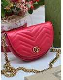 GUCCI GG MARMONT RED MATELASSE LEATHER MINI SLING BAG