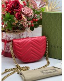 GUCCI GG MARMONT RED MATELASSE LEATHER MINI SLING BAG