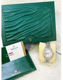 ROLEX OYSTER PERPETUAL LADY DATEJUST DIAMOND HALF 18K 750 WHITE GOLD REF 279384EBR 28MM AUTOMATIC WATCH