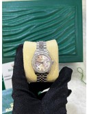 ROLEX OYSTER PERPETUAL LADY DATEJUST DIAMOND HALF 18K 750 WHITE GOLD REF 279384EBR 28MM AUTOMATIC WATCH