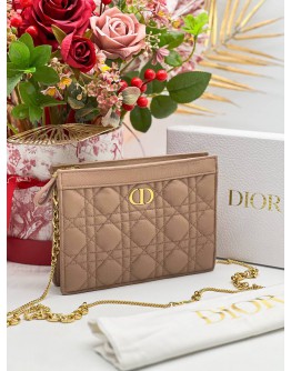 CHRISTIAN DIOR CARO EVERY DIOR POUCH ROSE DES VENTS SUPPLE CANNAGE CALFSKIN LEATHER  