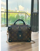 LOUIS VUITTON PETITE MALLE SOUPLE BROWN MONOGRAM CANVAS & LEATHER HANDLE HANDBAG WITH STRAP