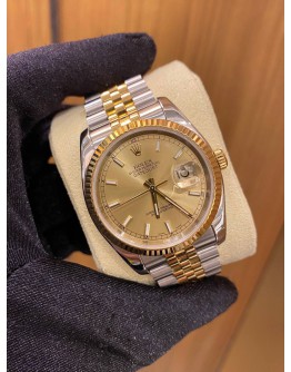 ROLEX DATEJUST HALF 18K 750 YELLOW GOLD CHAMPAGNE