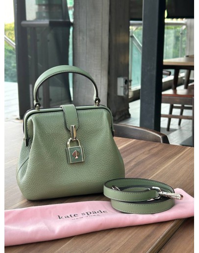 KATE SPADE MINT GREEN REMEDY GINGHAM SMALL TOP HANDLE HANDBAG