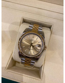 ROLEX DATEJUST HALF 18K 750 YELLOW GOLD CHAMPAGNE