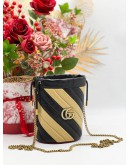 GUCCI GG MARMONT 3 TONED BUCKET BAG DIAGONAL QUILTED CALFSKIN LEATHER MINI CHAIN BAG 