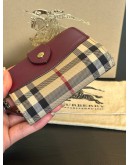 BURBERRY HAYMARKET HORSEFERRY CHECK CANVAS & LEATHER FINABURY WALLET