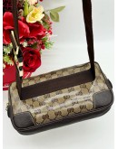 GUCCI BELT BAG IN BEIGE GG CRYSTAL CANVAS & DARK BROWN LEATHER