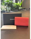 CHANEL CORAL CALF LEATHER CC CAMELIA O-CARD HOLDER