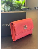 CHANEL CORAL CALF LEATHER CC CAMELIA O-CARD HOLDER