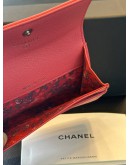 CHANEL CORAL CALF LEATHER CC CAMELIA O-CARD HOLDER