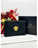 VERSACE LA MEDUSA CLUTCH IN BLACK CALFSKIN LEATHER 