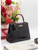 HERMES KELLY 25 MISSISSIPPIENSIS SHINY ALIGATOR BAG