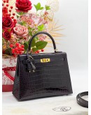 HERMES KELLY 25 MISSISSIPPIENSIS SHINY ALIGATOR BAG