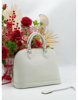 LOUIS VUITTON ALMA MM WHITE EPI LEATHER 