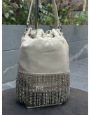 MIU MIU STARLIGHT CRYSTAL FRINGE BUCKET BAG WITH STRAP   