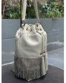 MIU MIU STARLIGHT CRYSTAL FRINGE BUCKET BAG WITH STRAP   