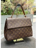 LOUIS VUITTON CLUNY IN MONOGRAM CANVAS TOP HANDLE FLAP HANDBAG WITH 2 TONE STRAP