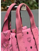 MCM SMALL HANDLE HANDBAG WITH STRAP IN HOT BARBIE PINK & GOLD HARDWARE