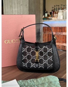 GUCCI JACKIE 1961 MINI LIZARD MESH GG CRYSTAL BAG
