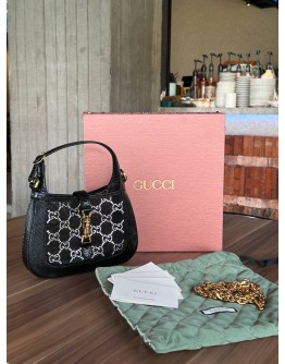 GUCCI JACKIE 1961 MINI LIZARD MESH GG CRYSTAL BAG