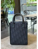 CHRISTIAN DIOR SAFARI NORTH-SOUTH MINI TOTE BAG IN BLACK OBLIQUE JACQUARD