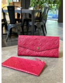 LOUIS VUITTON SARAH LONG WALLET IN HOT PINK MONOGRAM EMPREINTE LEATHER