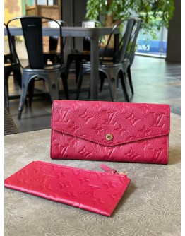 LOUIS VUITTON SARAH LONG WALLET IN HOT PINK MONOGRAM EMPREINTE LEATHER