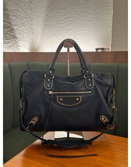BALENCIAGA CLASSIC CITY AGED CALF LEATHER HANDBAG WITH SHOULDER STRAP