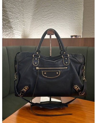 BALENCIAGA CLASSIC CITY AGED CALF LEATHER HANDBAG WITH SHOULDER STRAP