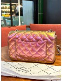 CHANEL MINI RECTANGULAR IN IRIDESCENT RAINBOW METALLIC BAG WITH CHAMPAGNE GOLD HARDWARE