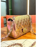 CHANEL MINI RECTANGULAR IN IRIDESCENT RAINBOW METALLIC BAG WITH CHAMPAGNE GOLD HARDWARE
