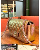 CHANEL MINI RECTANGULAR IN IRIDESCENT RAINBOW METALLIC BAG WITH CHAMPAGNE GOLD HARDWARE