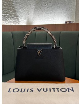 LOUIS VUITTON CAPUCINE IN BLACK WITH PYTHON TOP HANDLE