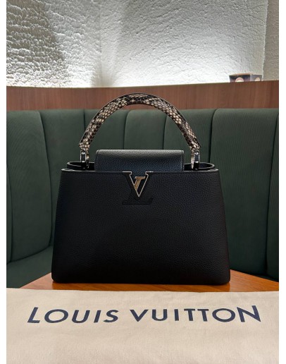 LOUIS VUITTON CAPUCINE IN BLACK WITH PYTHON TOP HANDLE